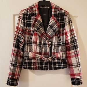 EXPRESS Plaid Wool Moto Jacket
